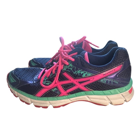 Asics Gel-Excite 3 Running Shoes Cushioned Athletic Pink Green Blue 9 - Picture 9 of 9